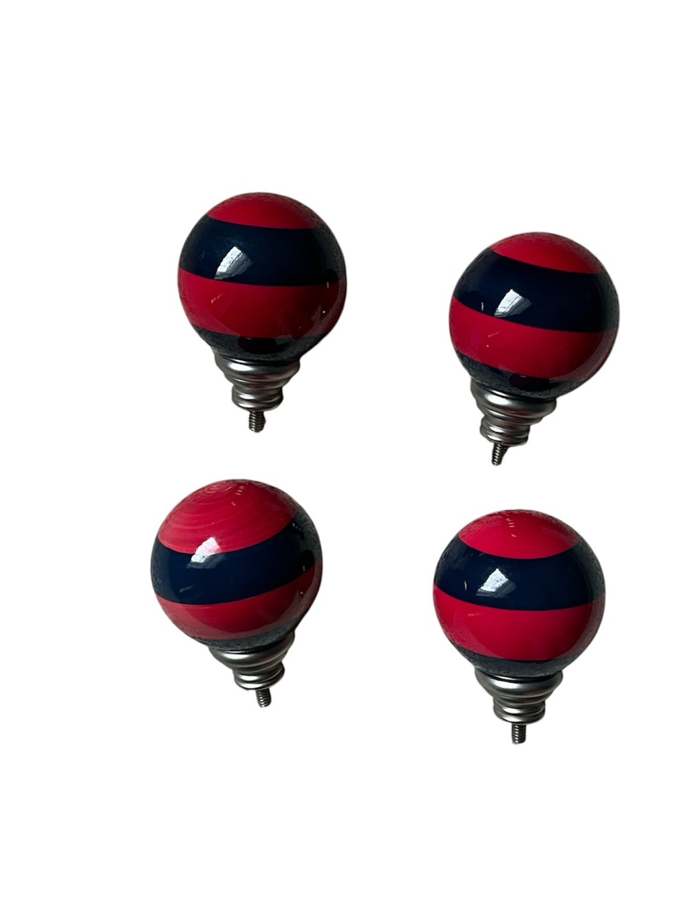 Pottery Barn Kids Red and Navy Striped Glass Drawer Knobs - Set of 4